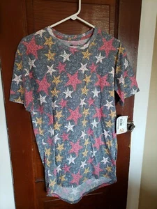 NUEVO CON ETIQUETAS LULAROE Para mujeres Hombres Unisex XS Azul Rojo Blanco Dorado Estrellas Patrick Camiseta - Imagen 1 de 4