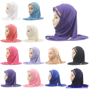 Musulmanes Niños Niñas Hiyab Flor Amira Turbante Bufanda Mantón Tirar Pañuelo 2-6 Años - Imagen 1 de 47