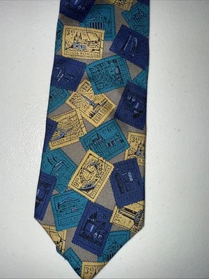 Selos de gravata masculinos Claiborne azul verde marrom - Imagem 1 de 4