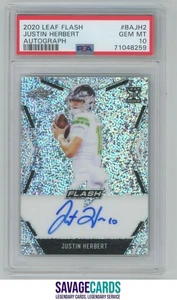 2020 Leaf Flash Auto Rookie Justin Herbert PSA 10 #BA-JH2 Los Angeles Chargers - Picture 1 of 3