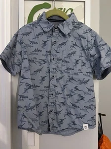 Free Planet Boys' Dinosaur Print Short Sleeve Button-Up Shirt; Medium Size 5 - Picture 1 of 4