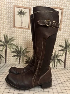 VERO CUOIO Italian Leather Riding Boots Stretch Pull On  ITALY Womens US 7 EU 38 - Picture 1 of 23