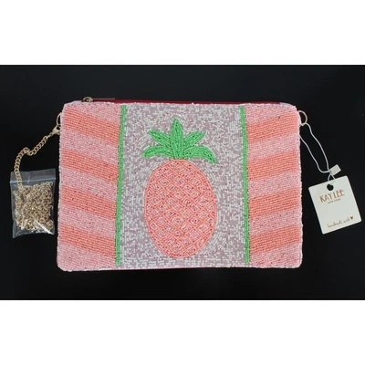 Bandolera sin asas Kay Lee hecha a mano con cuentas de semillas de piña nueva con etiquetas #CL9061PK Foto 1 de 4