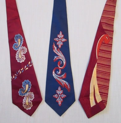 3 corbatas vintage de diseño abstracto años 40-50 Foto 1 de 3