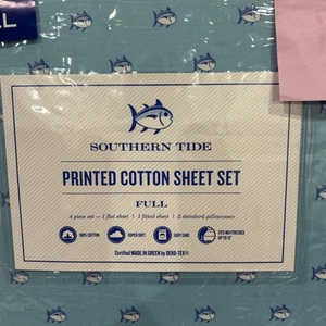 Juego de sábanas Southern Tide COMPLETO 4 piezas Skip Jack topacio azul nuevo en paquete - Imagen 1 de 4