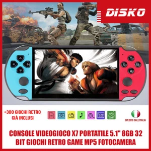 CONSOLE VIDEOGIOCO X7 PORTATILE 5.1" 8GB 32 BIT GIOCHI RETRO GAME MP5 FOTOCAMERA - Foto 1 di 7