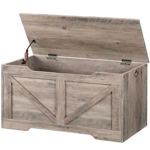 HOOBRO Toy Box Organizer Storage Bench Toy Chest Wooden Greige Storage Chest - Picture 1 of 9