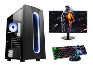 Fast Gaming PC Bundle Monitor Quad Core i5 16GB 1TB Win 10 2GB GT710 & Speaker  - Picture 1 of 6