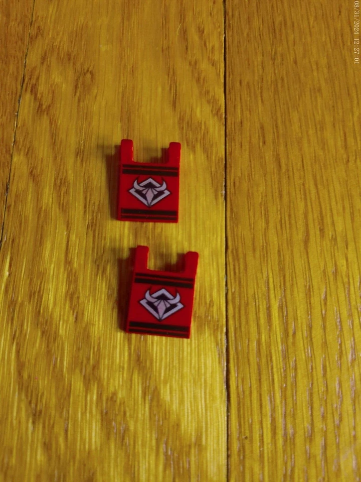 LEGO Ninja Red Flag Silver Bull Head Lot of 2 Replacement Piece Part FREE SHIP - Image 1 of 4