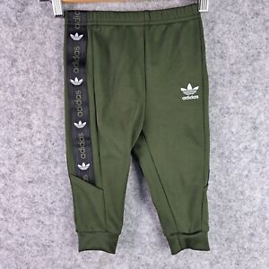 Adidas Boys Traickies Jogger Pants Size 12-18M Khaki Green Casual Sport 2173