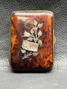 Antique French Shell Lady's Purse Sterling Silver Inlay Secret Pocket - Picture 1 of 9