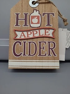 Ashland Fall "Happy Harvest" Wood Sign "Hot Apple Cider" Fall Wood Sign A88uhl - Picture 1 of 4