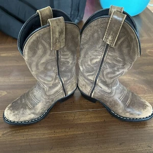 Smokey Mountain Kids sz 9 EE Brown Leather Pull On Western Boots 3034C - Picture 1 of 8