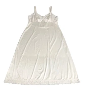 Vintage Vassarette Slip Dress Womens 34 Cream Satin Coquette Lace Gown 90s Y2K - Picture 1 of 20