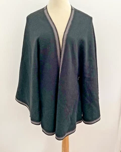 Marco Polo Cape Poncho Wool Blend Knit Black Grey Size M/L Warm Heavy - Picture 1 of 17