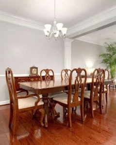Cherry formal dining room set with pads, 6 chairs, 2 leaves, and matching buffet - Picture 1 of 1