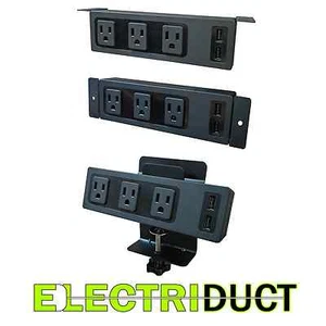 Universal Desk Power Center Unit with USB Charger - Edge Mount / In & Under Desk - Picture 1 of 6