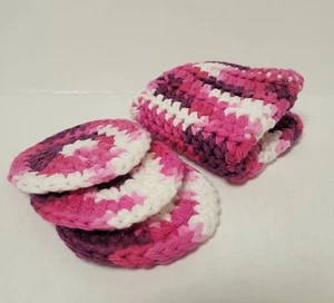 Juego de baño de algodón de crochet remolino rosa - Removedor de maquillaje maquillador hecho a mano - Imagen 1 de 4