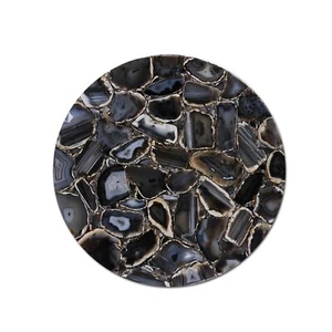 Black Marble Resin Balcony Table Top Agate Stone Coffee Table from Heritage Art - Picture 1 of 7