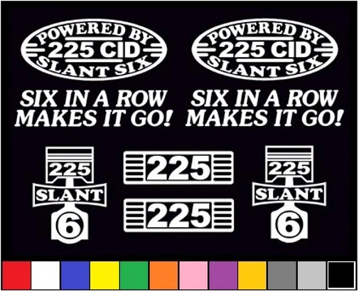 JUEGO DE 8 CALCOMANÍAS 225 CID INCLINADAS 6 MOTOR RECTO SEIS DARDOS EMBLEMA I6 PEGATINAS EN LÍNEA  Foto 1 de 1