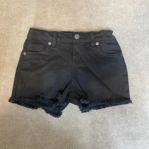 Cat & Jack Girls Size M 7/8 Shorts Ultimate Stretch Pockets Frayed Hem Black - Picture 1 of 7