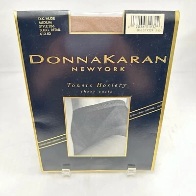Vtg Donna Karan Toners Hosiery Nude Medium Sheer Satin Extra Control 1990s Nos - Image 1 of 4