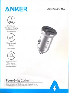 Lot of 6 Anker 2-Port PowerDrive 24W Car Charger - Silver - Picture 1 of 3
