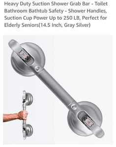 Heavy Duty Suction Shower Grab Bar - Toilet Bathroom Bathtub Safety - Shower ... - Picture 1 of 7