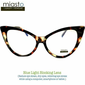 2 PAIRS/ COLORS~MIASTO BIG CAT EYE COMPUTER READING GLASSES+1.50 ANTI-BLUE LIGHT - Picture 1 of 4