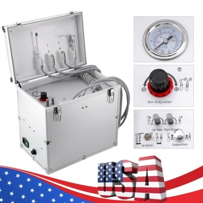 Portable Dental Mobile Delivery Unit Rolling Box Suction Air Compressor 4 Hole - Image 1 of 4