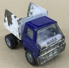 Vintage 1970's Marx Mini 3" Dump Truck - Blue & White Pressed Steel
