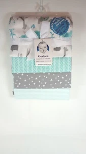Gerber Baby 100% Cotton 4 Flannel Multi- Purpose Receiving Blankets 30x30 - Picture 1 of 4