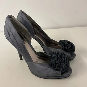 Debut grau Peeptoe Heels Satin Rose Stiletto formeller Anlass Größe 5 38 - Bild 1 von 16