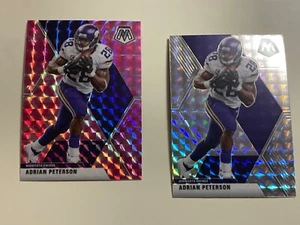 Panini Mosaic 2020 Adrian Peterson 2 tarjetas raras de hielo rosa MT NFL - Imagen 1 de 2