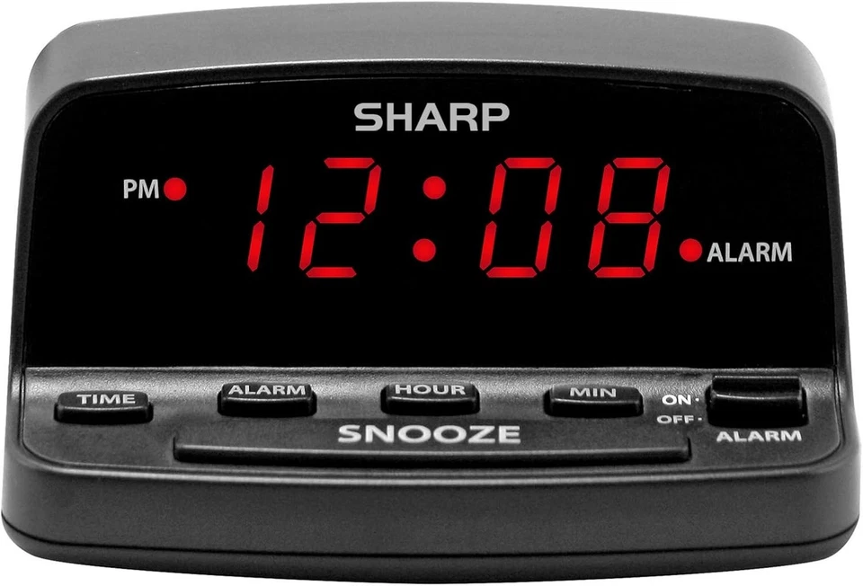 SHARP Digital Alarm Clock with Keyboard Style Controls Battery Back-Up Easy to