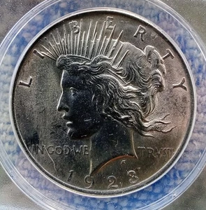1923 P  Peace Silver Dollar ANACS Graded MS 60 Condition. - Picture 1 of 4