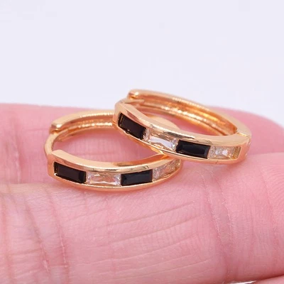 18K Yellow Gold Filled Women Multicolor Mystic Topaz Hoop Huggie Earrings - Image 1 of 4