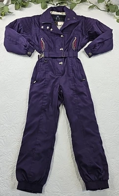 VTG Spyder Womens Purple Ski Suit Coveralls Size 8 Hong Kong Compass Embroidery - Image 1 of 4