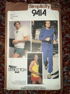 Jogging Sweatsuit Track Shorts Mens 36 38 40 Simplicity 9414 Sewing Pattern 80s - Picture 1 of 3