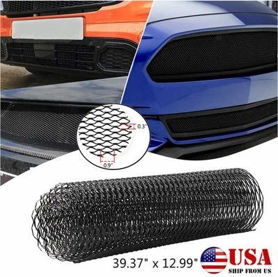 1X Universal Car Black Grille Mesh Net Sheet Aluminum Auto Grill Cover 40''x13'' Foto 1 de 4