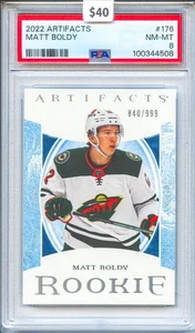 Matt Boldy 2022-23 Artifacts Rookie #176 PSA 8 NM-MT /999 Wild - Picture 1 of 2