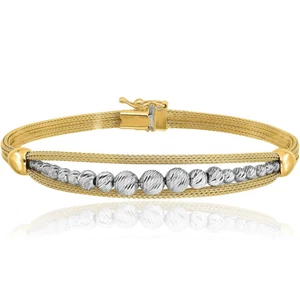 14K Solid Two Tone Gold Ball Chain Bracelet - Picture 1 of 12