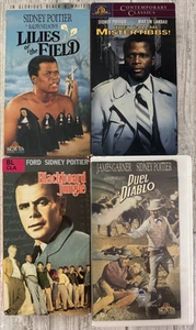 4 Sidney Poitier VHS Duel at Diablo Blackboard Jungle Lillies of the Field Tibbs - Picture 1 of 3