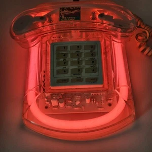 Vintage Roxanne See Through Light Up NEON Hot Pink Phone Model 101 1980's RARE! - Picture 1 of 24