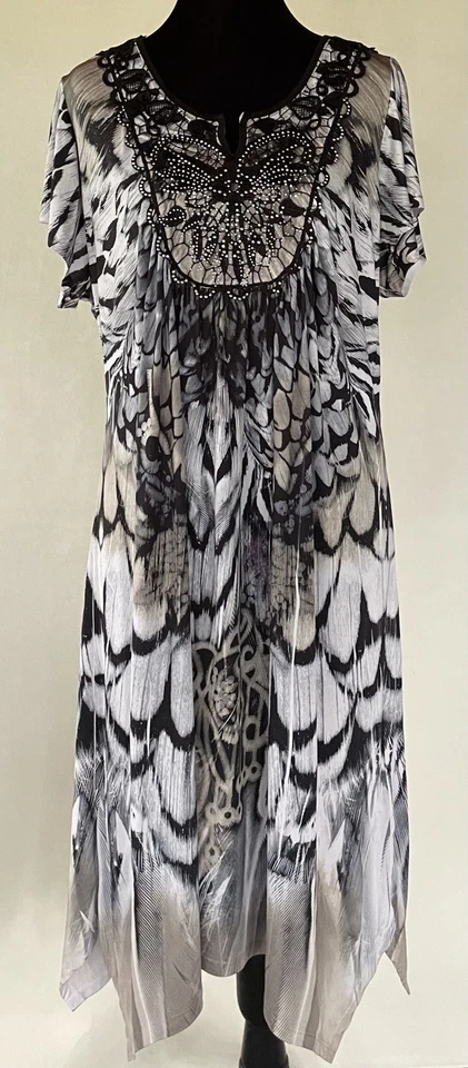 Live & Let Live Black White Embellished Butterfly Dress Size XL Fairy Whimsical - Image 1 of 4