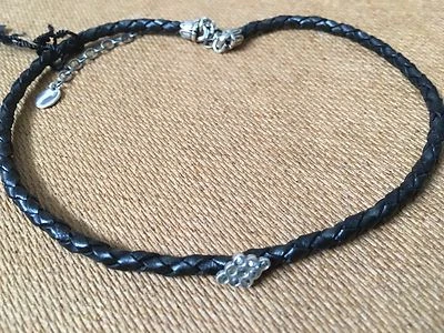 Chan Luu NWT adjustable black braided leather W/ diamond choker - Image 1 of 4