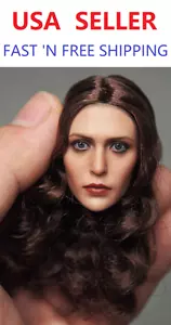 Escala 1/6 Elizabeth Olsen Bruja Escarlata con Escultura de Cabeza de Cabello RIZADO MARRÓN - Imagen 1 de 3