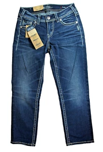 Silver Jeans Co Suki Fit Mid Capri Relaxed Hip Thigh Women W 27 L 22 1/2 - Picture 1 of 7