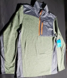 Columbia Jacket Mens Small Hybrid Half Zip Green Grey Orange - Picture 1 of 3