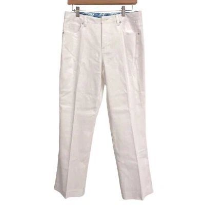 Pantalones de pierna recta de sarga blanca Sigrid Olsen talla 8 Foto 1 de 4